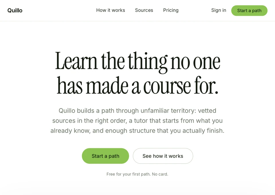 Quillo landing page design