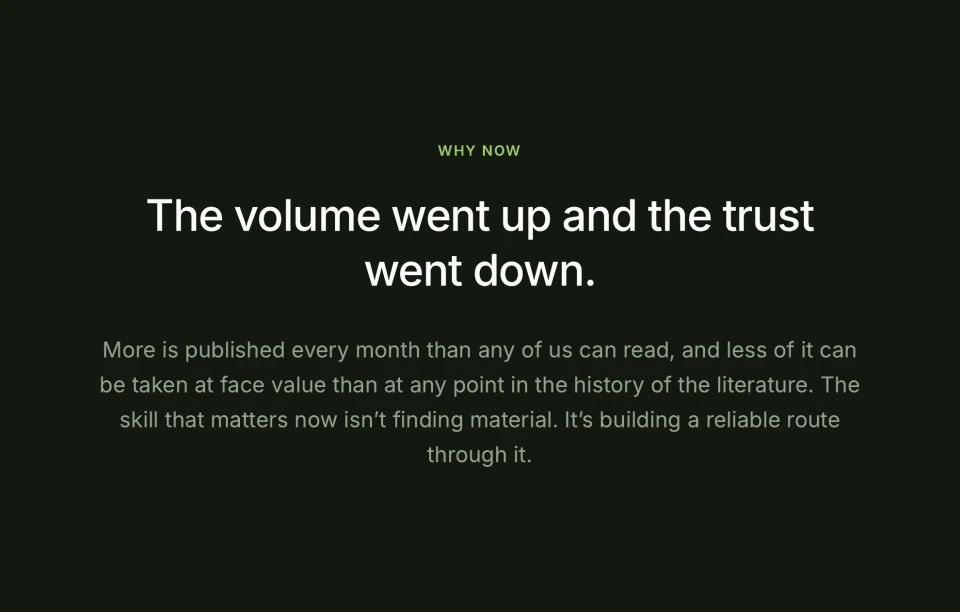 Quillo landing-page Why now section, with its dark background, headline, and supporting argument